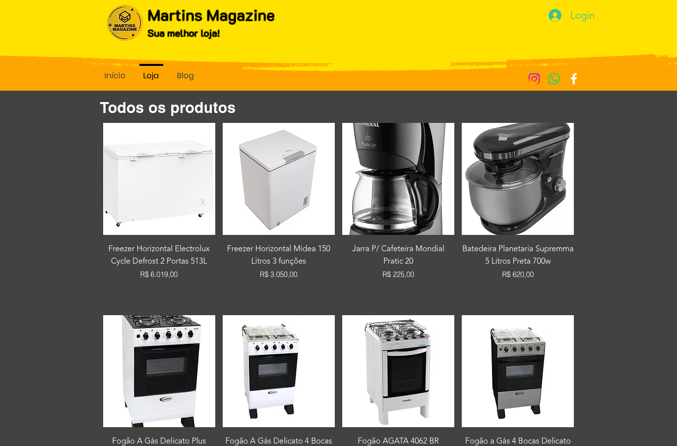 Print da loja online Martins Magazine